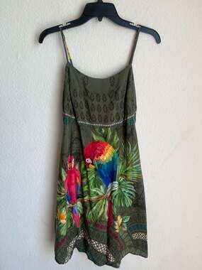FARM Rio Tropical Parrot Print Tie Back Cami Sun Dress